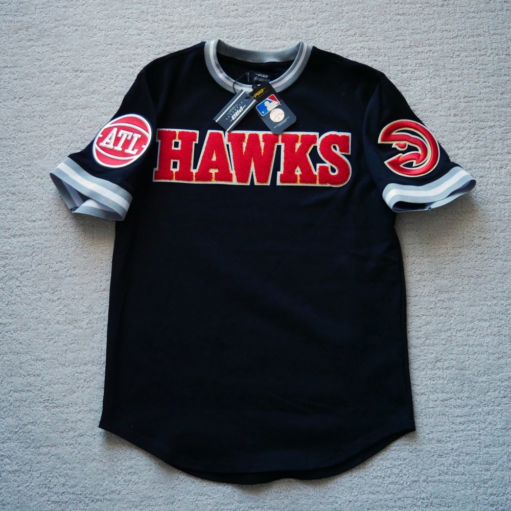 Pro Standard Atlanta Hawks NBA Jersey Shirt Mens Medium Black Chenille Patch NWT